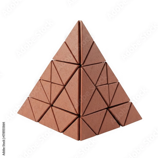 Obraz Interlocking terracotta triangle pyramid with geometric design
