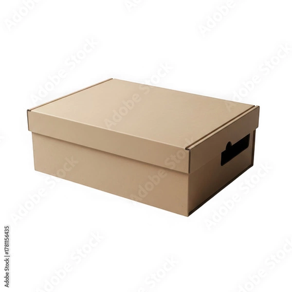 Obraz Light brown cardboard archive storage box with lid and handle