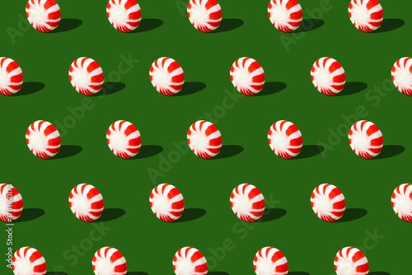 Fototapeta Peppermint Candy Repeat Pattern Holiday Background