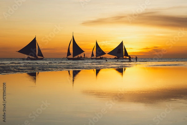Fototapeta Boracay beach at sunset - Philippines
