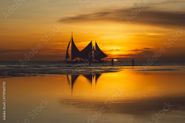 Fototapeta Boracay beach at sunset - Philippines