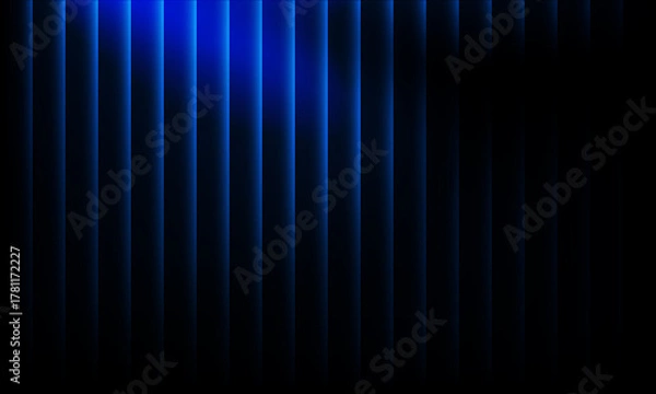 Obraz Abstract background with vertical lines in blue color on a black backdrop