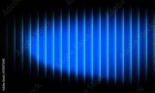 Obraz Abstract blue light pattern with vertical lines on a dark background