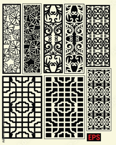 Fototapeta Assortment of Ornate and Geometric Laser Cut Decorative Panels Keywords: laser cut, pattern