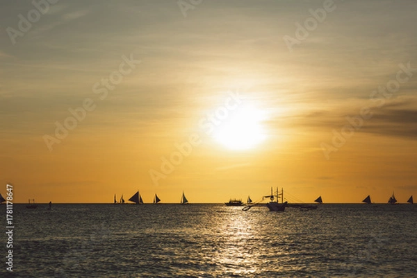 Fototapeta Boracay beach at sunset - Philippines