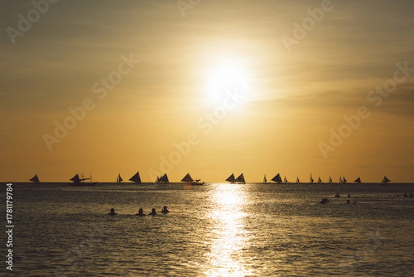 Fototapeta Boracay beach at sunset - Philippines