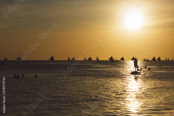 Fototapeta Boracay beach at sunset - Philippines