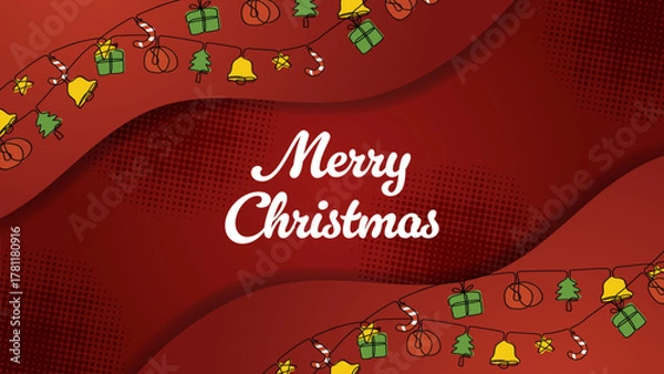 Fototapeta Merry christmas holiday greeting card with festive decorations