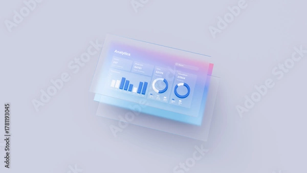 Obraz Blue Transparent 3D Analytics Dashboard