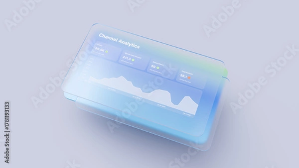 Obraz Blue Transparent 3D Channel Analytics Dashboard