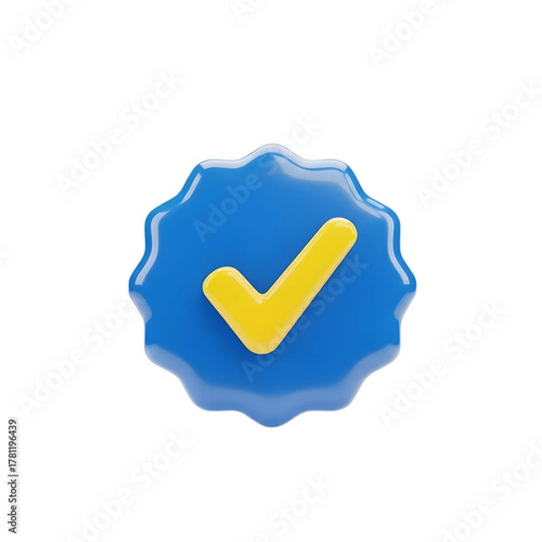 Obraz Modern 3D Verified Checkmark Success Icon Design with transparent background