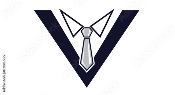 Obraz Stylized logo of a suit with a tie forming a V shape.