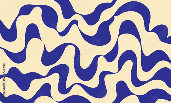 Fototapeta abstract horizontal background with blue waves. trendy vector illustration	