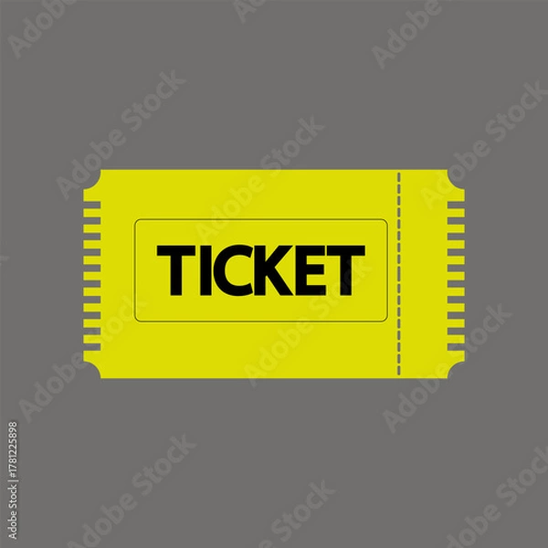 Obraz Bright yellow ticket silhouette with bold black text and perforated edge