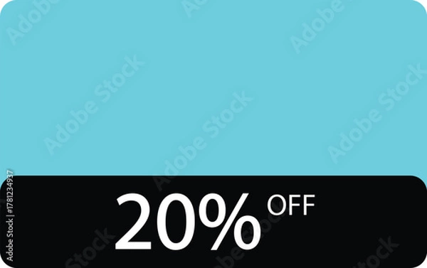 Fototapeta Modern soft blue and black discount label showing twenty percent off text on transparent background for sales design, White color twenty percent text.