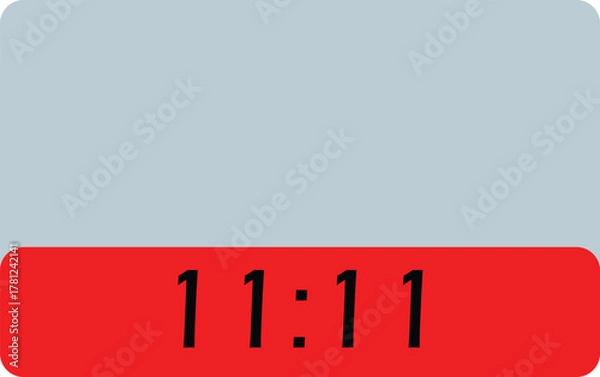 Fototapeta Minimalist time display with red block showing "11:11" over light background.
