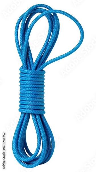 Fototapeta Blue Rope Coil on White Background