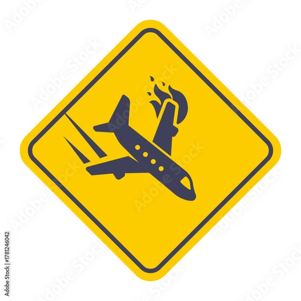 Obraz plane crash due to a hot engine. flat vector illustration.