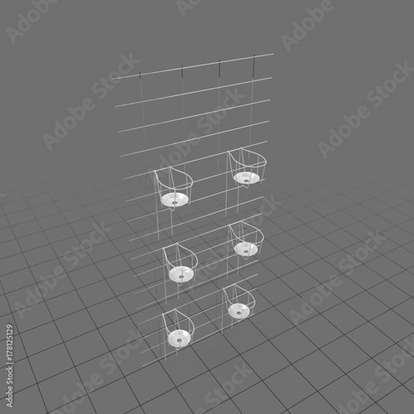 Obraz Metal grid wall shelf with six holders