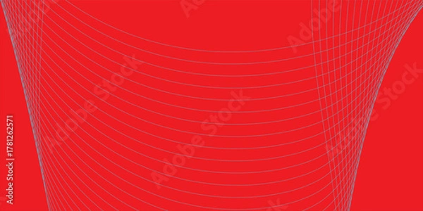 Fototapeta Abstract glowing wave lines on red background. Dynamic wave pattern. Modern flowing wavy lines. Suit for banner, poster, cover, brochure, flyer, website