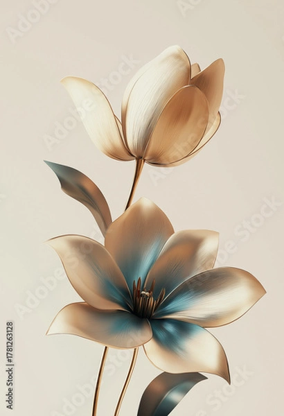 Obraz Delicate spring flowerS in closeup on a neutral background