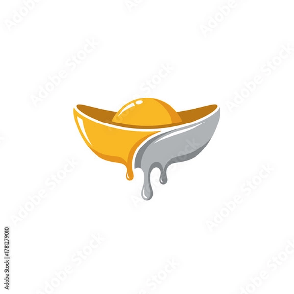 Fototapeta Melting gold ingot with dripping liquid, symbolizing financial instability.