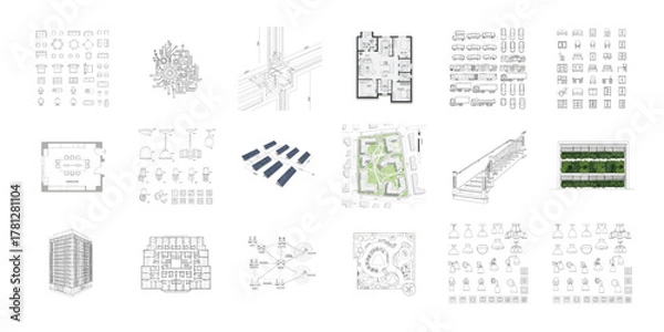 Obraz Architectural drawings and design elements architecture