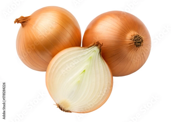 Obraz onions isolated on transparent white background full depth of field clipping path 