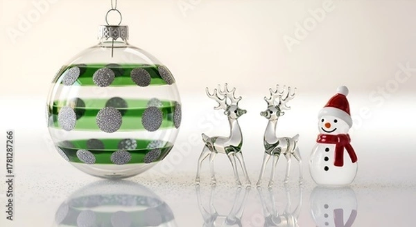Fototapeta Elegant Clear Christmas Decoration Scene with Icy Minimal Glow