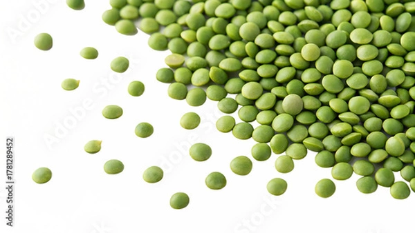 Obraz green lentils isolated on transparent white background full depth of field clipping path 