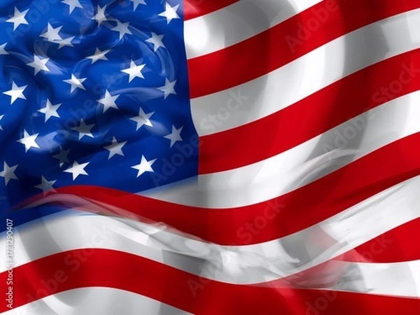 Fototapeta Celebrate American pride with this dynamic waving US flag background for patriotic holidays and events, perfect for memorial day and 4th of July