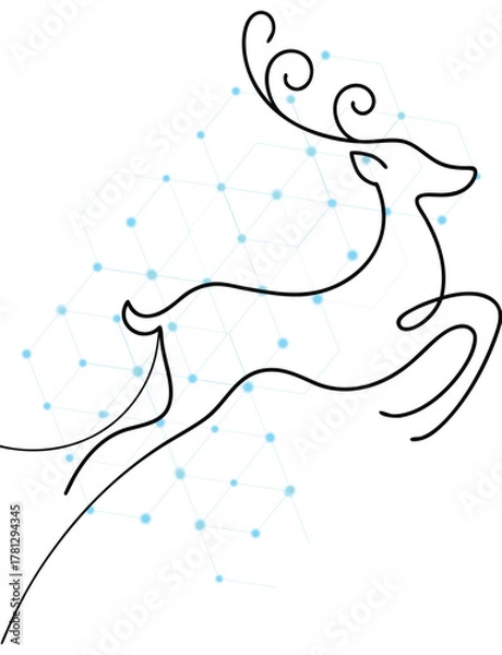 Obraz Elegant Reindeer Silhouette with Geometric Background Lines and Shapes Offering a Modern Christmas or Holiday Card Design with Clean and Simple Design Principles