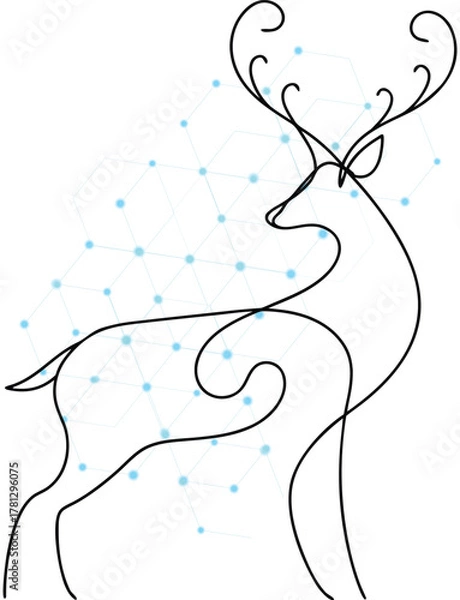 Obraz Elegant Deer Outline with Geometric Network Background Depicting Connectivity and Nature in Minimalist Design for Modern Concepts and Digital Art Projects