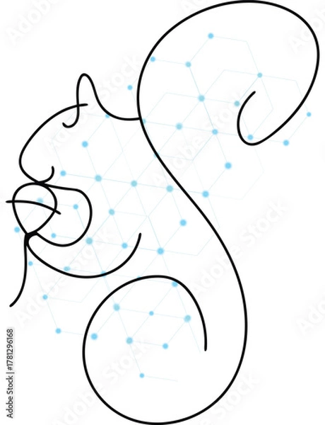 Fototapeta Minimalist squirrel design with geometric overlay representing network connection or technological advancement concept ideal for innovation or digital transformation themed projects and presentations