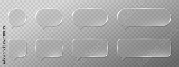 Fototapeta Futuristic glassmorphism interface with holographic bubbles and glossy panels. Transparent 3D glass morphism vector design featuring liquid crystal texture. Perfect for modern app UI or web templates.