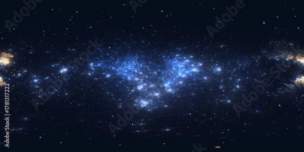 Obraz 360 degree space nebula. Giant interstellar cloud with stars, equirectangular projection, environment map. Spherical panorama. 3D rendering, Fractal image