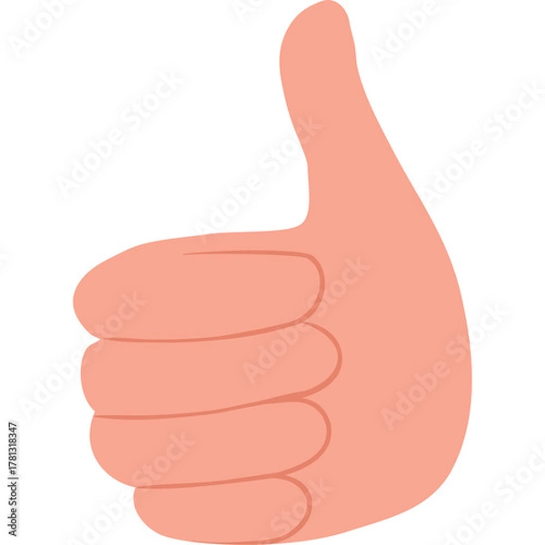 Fototapeta Pink Hand With Thumb Up Gesture Against Transparent Background Indicating Approval Positive Feedback And Success In A Simple Vector Illustration
