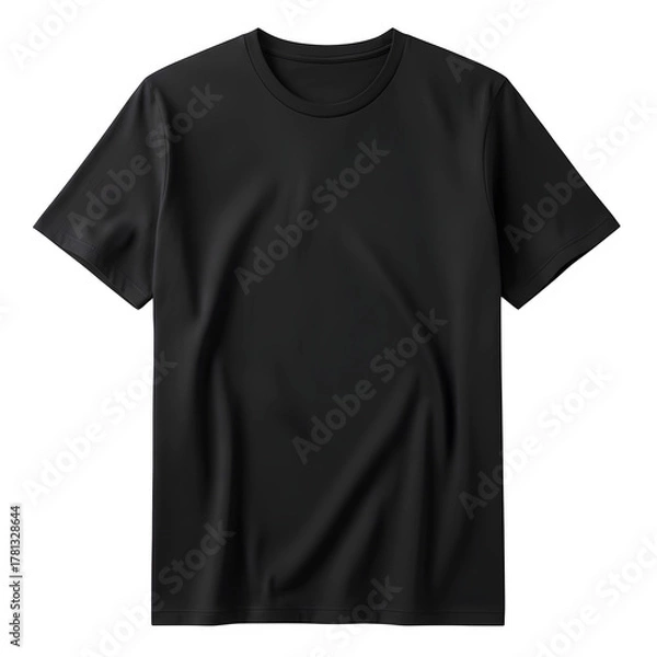 Fototapeta Plain black tshirt isolated on transparent background
