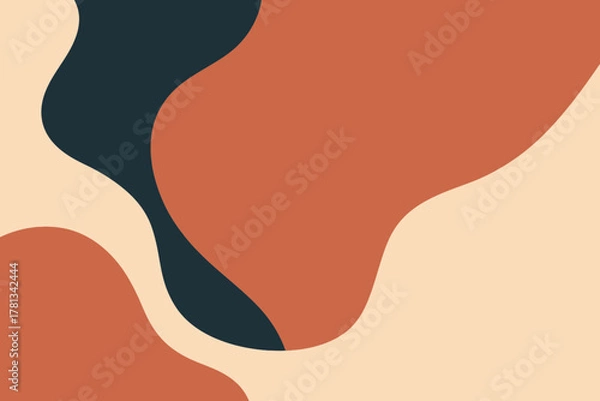 Fototapeta Minimalist Abstract Flowing Background Dark Teal Orange Earth Tones