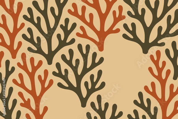 Fototapeta Seamless Retro Coral Branch Pattern Abstract Nature Background