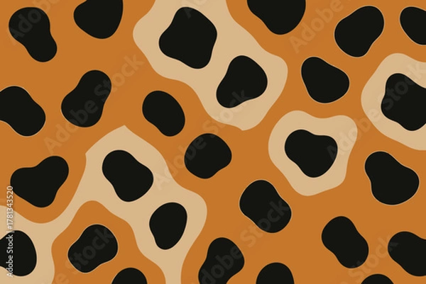 Fototapeta Bold Seamless Leopard Spot Pattern Background Orange and Black Animal Print