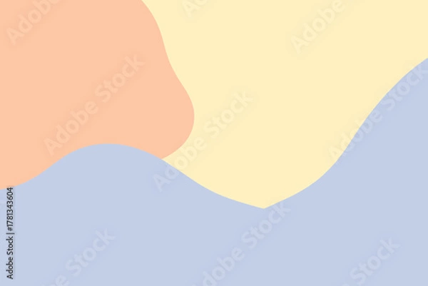 Fototapeta Abstract, Background, Pastel, Wavy, Shapes, Modern, Minimalist, Color, Vector, Fluid, Soft pastel blue yellow peach abstract background, Organic wavy lines contemporary design, Minimalist fluid shape 