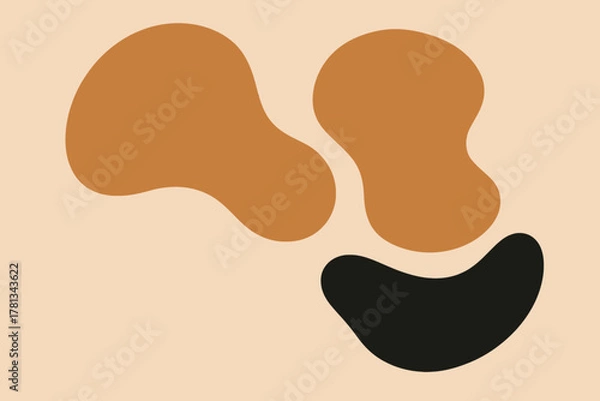 Fototapeta Abstract Organic Shapes Background Brown Black Beige Modern Minimalist Blob Art