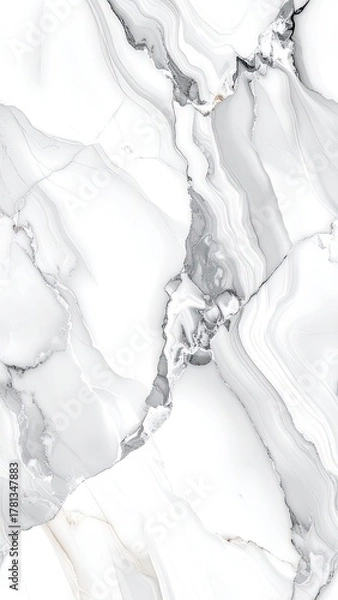 Obraz Elegant white marble texture with flowing grey and subtle gold veins