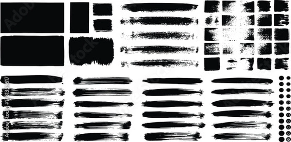 Fototapeta Versatile Collection of Abstract Black Paint Brush Strokes and Grunge Ink Textures for Creative Design Projects, Providing Artistic Smudges and Rough Edges