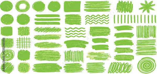 Fototapeta Vibrant Hand-Drawn Doodle Elements Collection Colorful Arrows, Hearts, Stars, and Textured Rectangles for Creative Projects and Annotation Backgrounds