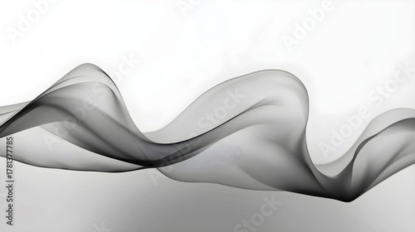 Obraz Graceful gray abstract flowing wave shape on a clean light background, embodying fluid motion, elegance, and modern design.