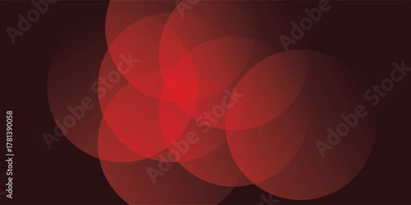 Fototapeta Abstract minimalist banner background, color red gradations. Circle effect style geometric simple art