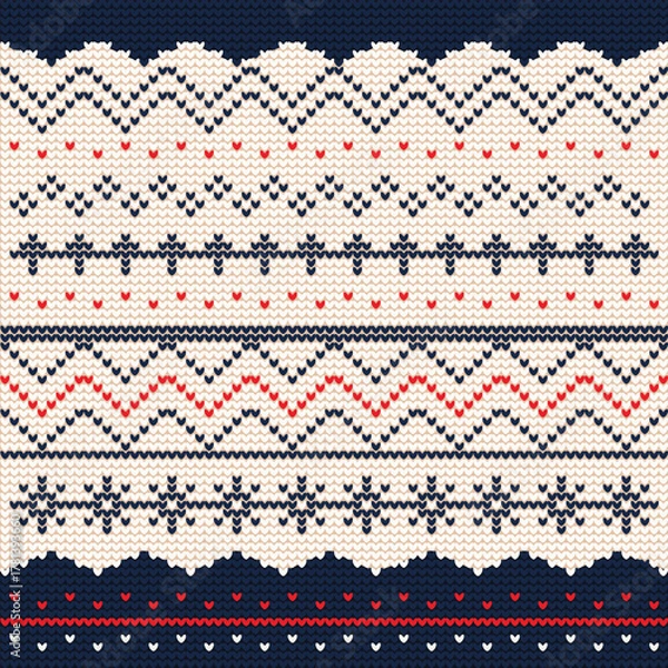 Obraz Christmas Knitted Seamless Pattern Background Vector Design.