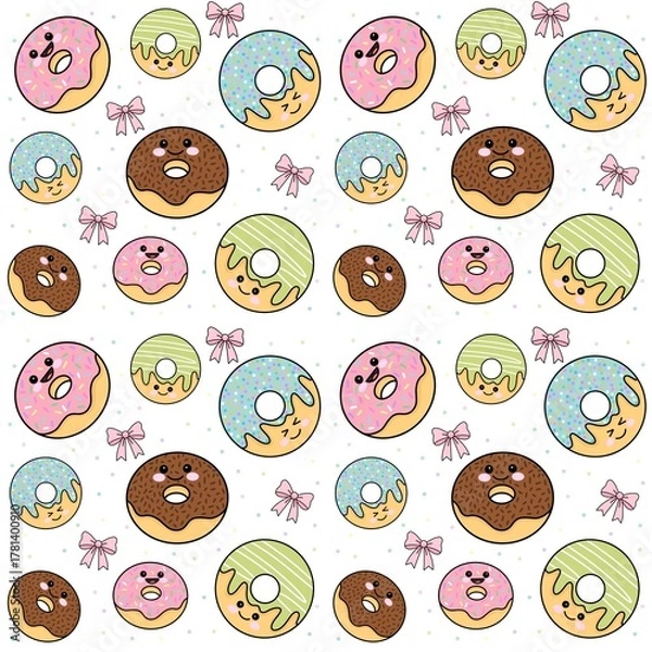 Obraz Cute Donut Friends Seamless Pattern